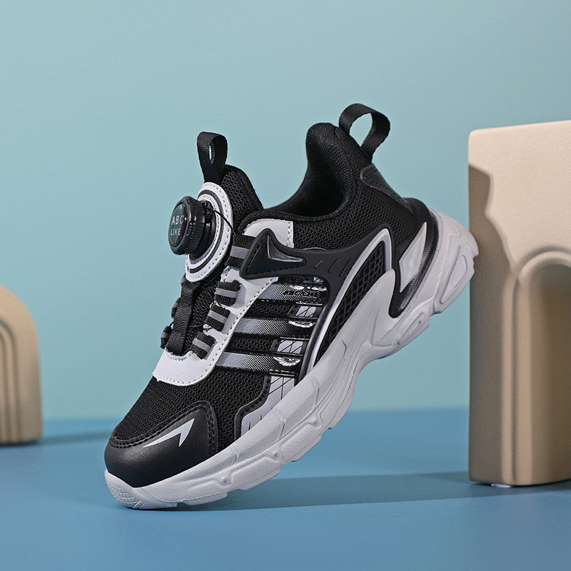 ABC LIKE男童鞋春季男孩网面透气鞋儿童黑色网鞋软底跑步运动鞋