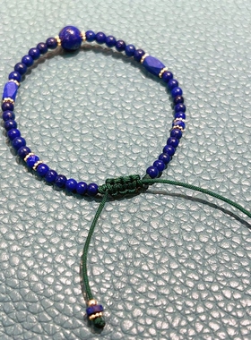 天然青金石手链法式叠戴抽拉绳