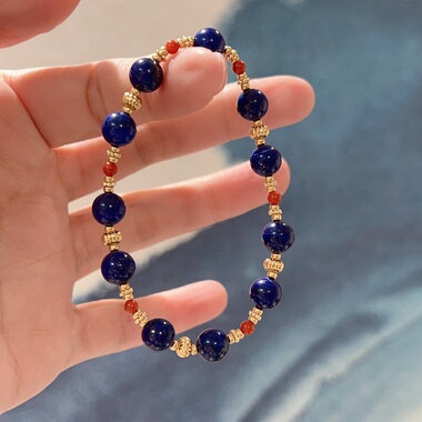 新中式青金石南红镀金手链女款