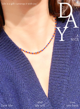 新中式青金石南红镀金锁骨链