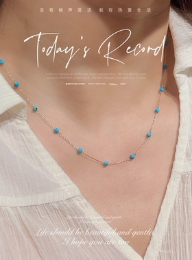 天然绿松石满天星锁骨链新款