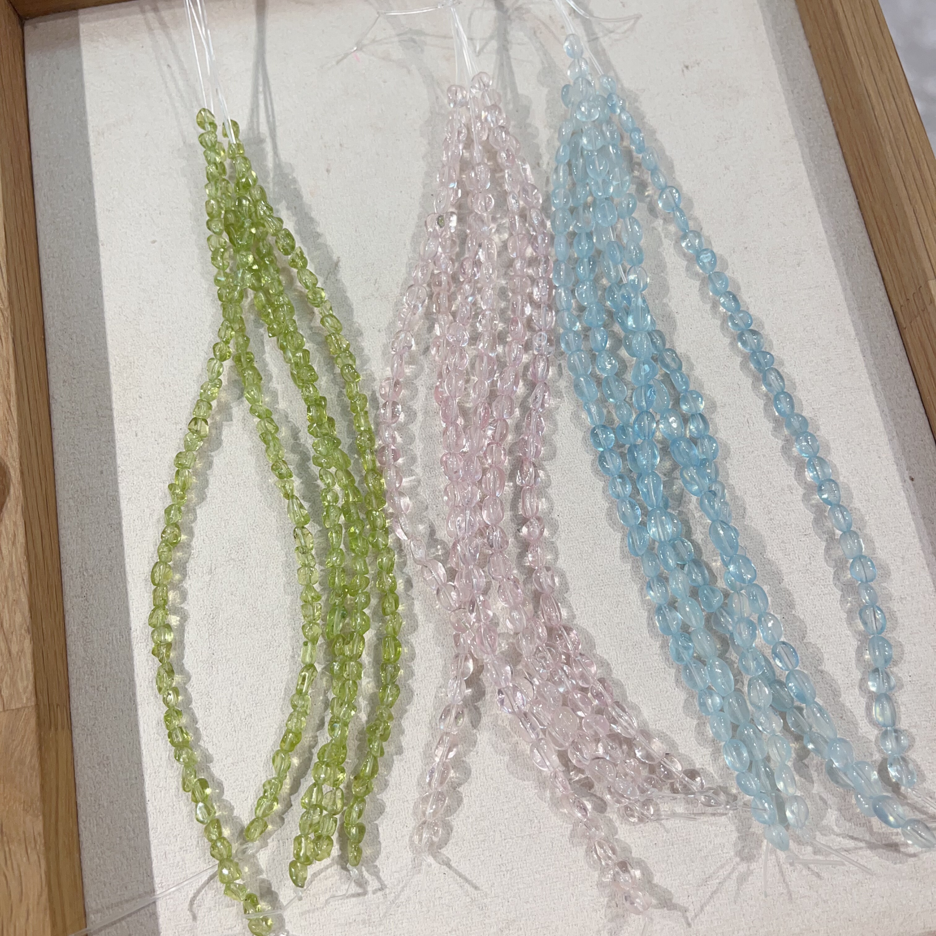 天然摩根石海蓝宝橄榄石糖豆DIY配件半成品串珠手作天然石半宝石