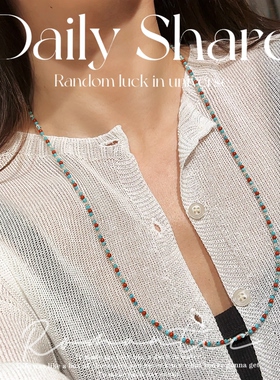 天然绿松石南红长款毛衣链女款