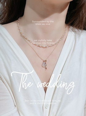 原创天然摩根石14k包金叠戴项链