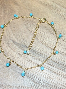 原创天然绿松石14k包金手链