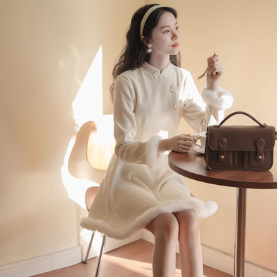 女装2025秋冬十三行新款复古新中式改良国风旗袍短裙连衣裙小个子