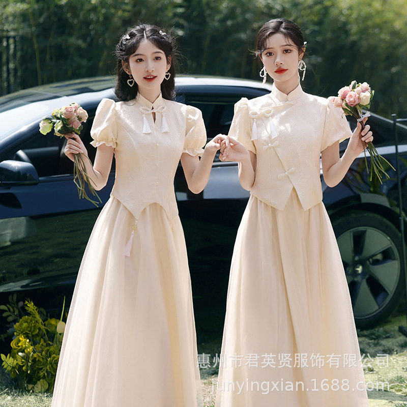 新中式伴娘服礼服2025冬季新款小个子高级感平时可穿姐妹团伴娘裙