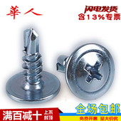 铁皮房自攻自钻 M4.2M4.8 镀锌大扁头钻尾螺丝 华司头燕尾螺丝钉