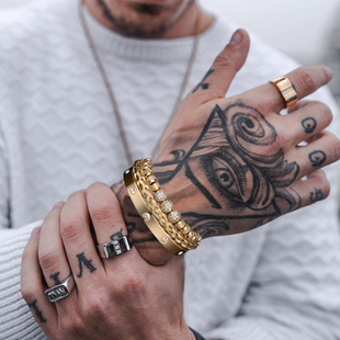 豪华微铺路CZ圆珠皇家魅力男手链不锈钢晶体手镯夫妇手工制作珠宝