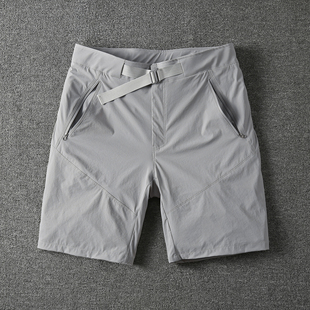 夏季薄款速干五分裤男士户外运动登山冰丝中裤透气拉链休闲短裤