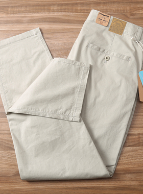 夏季薄款速干纯棉透气白色高端男士休闲裤新款爆款小直筒裤子长裤