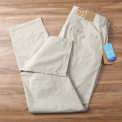 夏季薄款速干纯棉透气白色高端男士休闲裤新款爆款小直筒裤子长裤