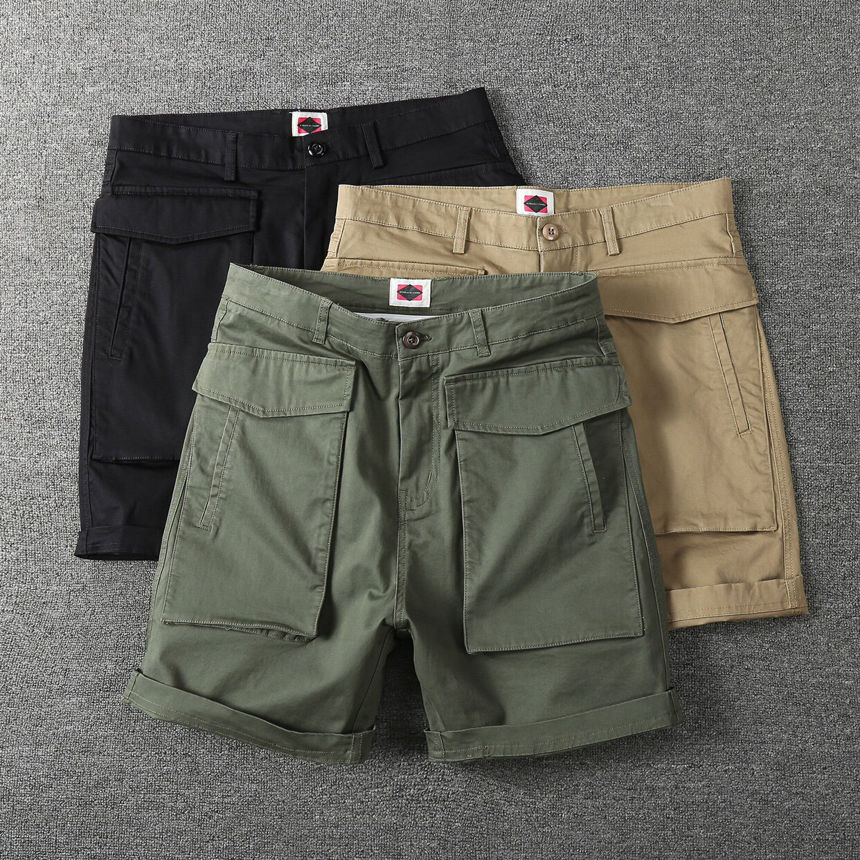 夏季美式多口袋弹力军绿工装短裤男潮牌余文乐宽松休闲五分裤中裤