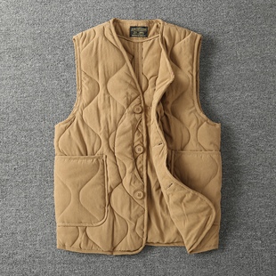 阿美咔叽美式复古猎装弯月口袋棉服内胆绗缝夹棉冬季保暖内搭马甲