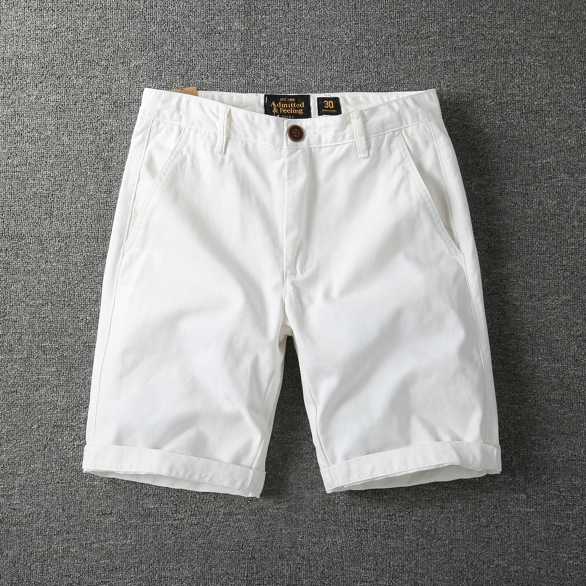 夏季休闲五分裤男纯棉纯色水洗工装裤潮流男士修身直筒短裤中裤子