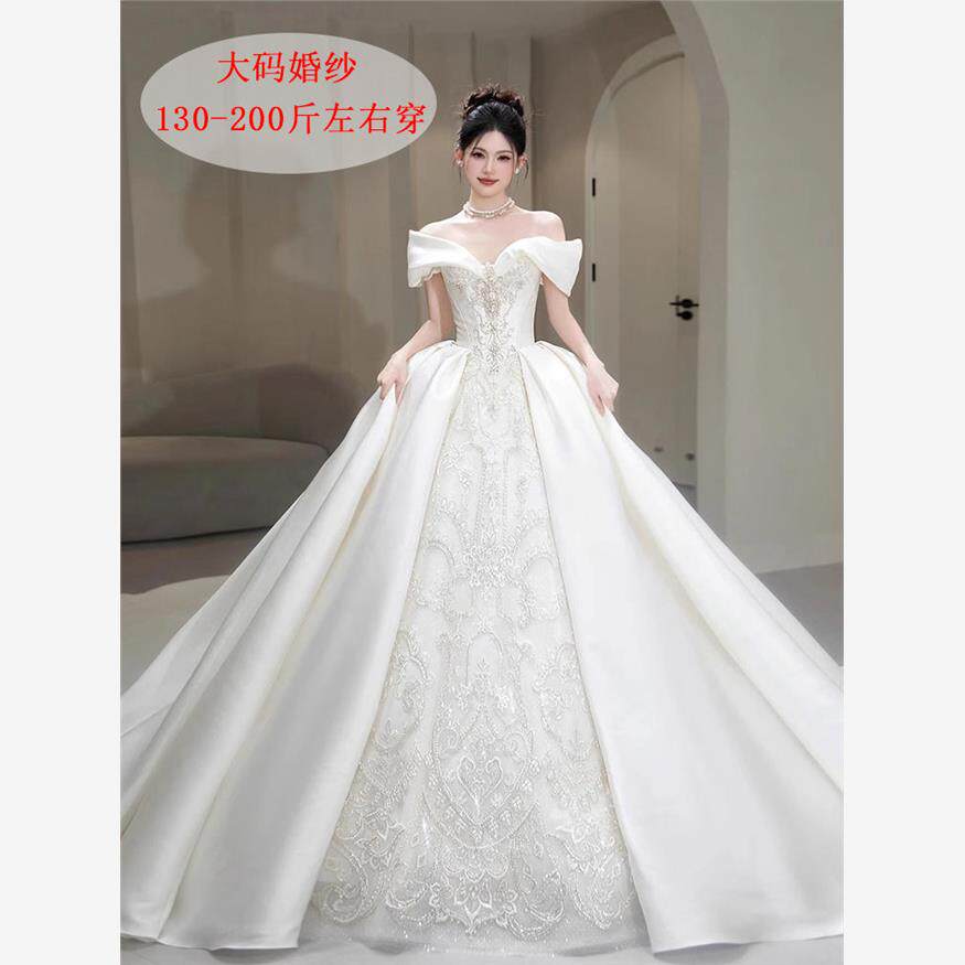 大码一字肩轻婚纱新娘2025新款主纱高级质感小个子出门纱重工夏季