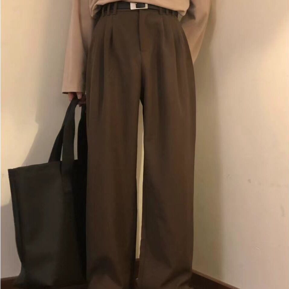 垂感西装阔腿裤男春秋高腰直筒西西裤