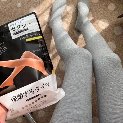 日系羊脂袜秋冬保暖女士打底裤加绒加厚高腰显瘦竖条纹提臀裤连