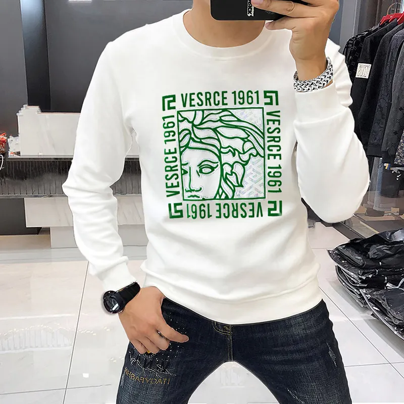 欧州站时尚修身男士卫衣新款潮牌印花百搭上衣圆领港风轻奢精品
