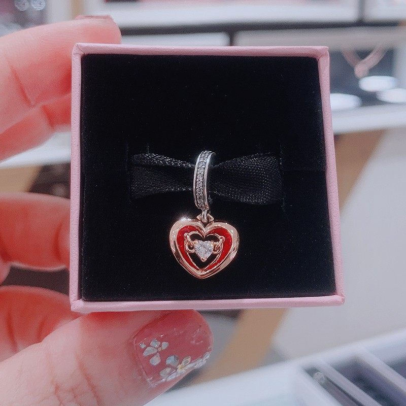 pandora潘多拉闪亮双色心形吊饰玫瑰金色782450c01吊坠礼物送女友
