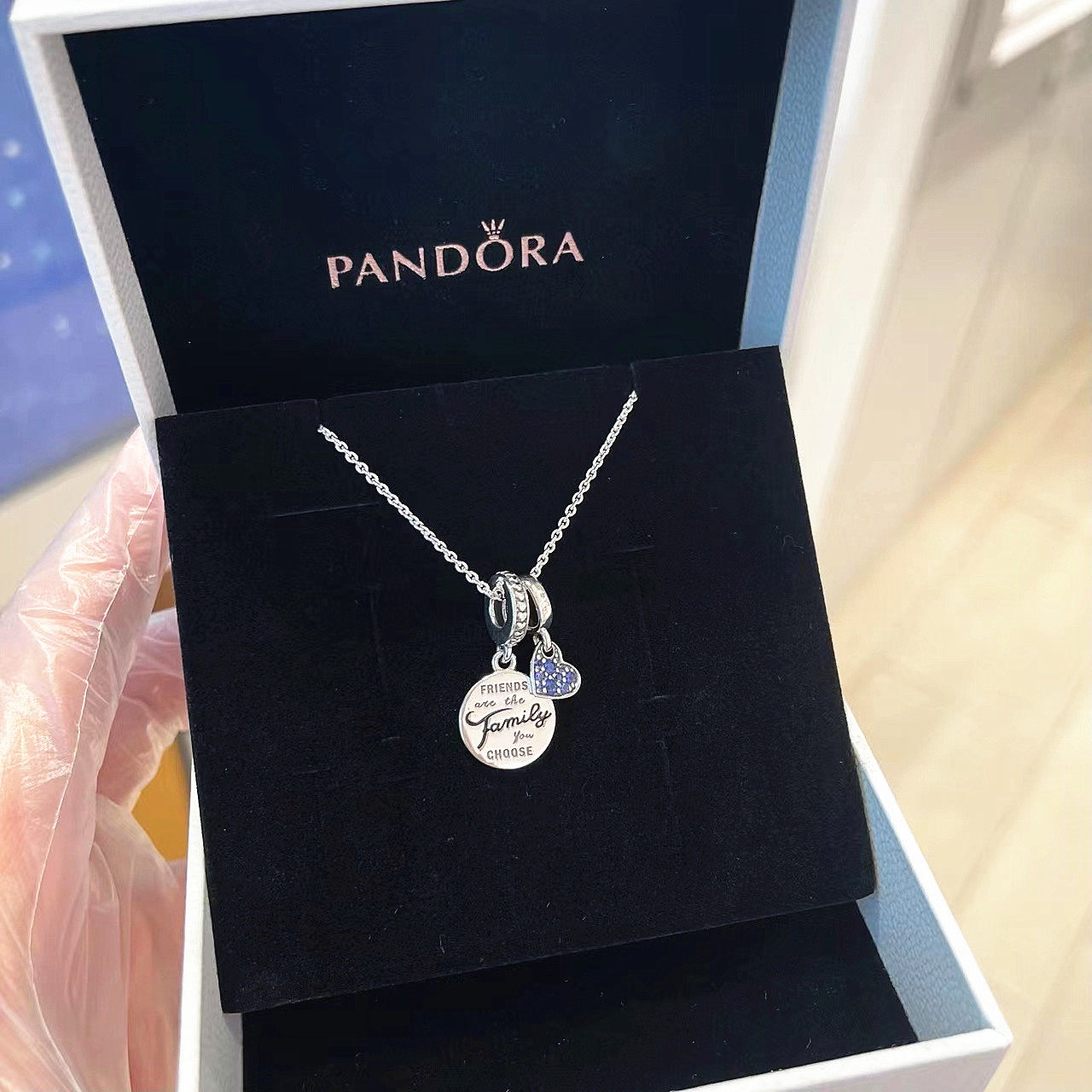 pandora潘多拉官网正品925银友谊纪念项链套装锁骨链生日礼物女生