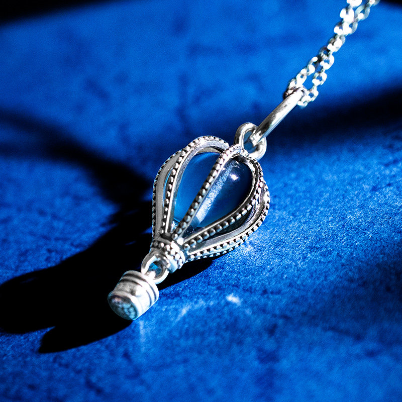 pandora潘多拉官网珠子蓝色热气球925纯银吊坠串珠女798064nmb