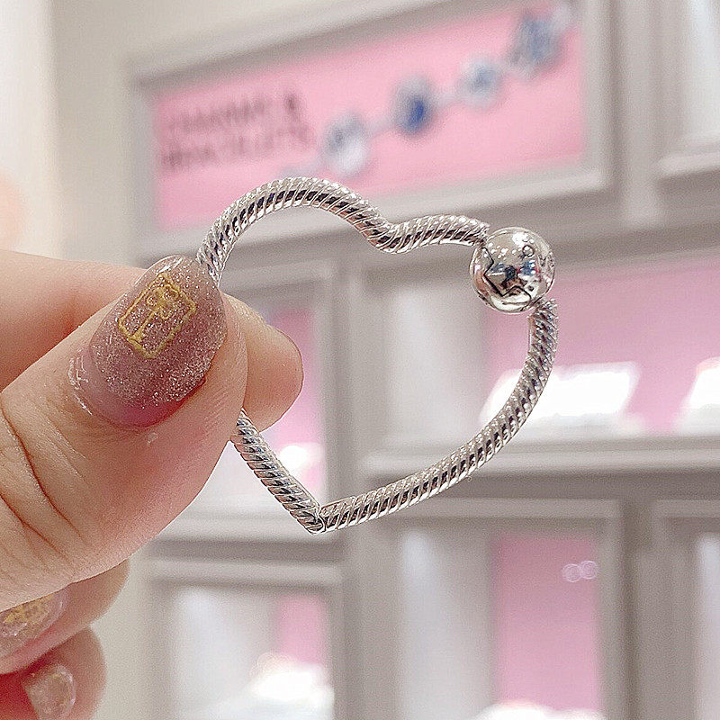 pandora潘多拉官网正品 925银心形串饰挂环399505c00生日礼物女生
