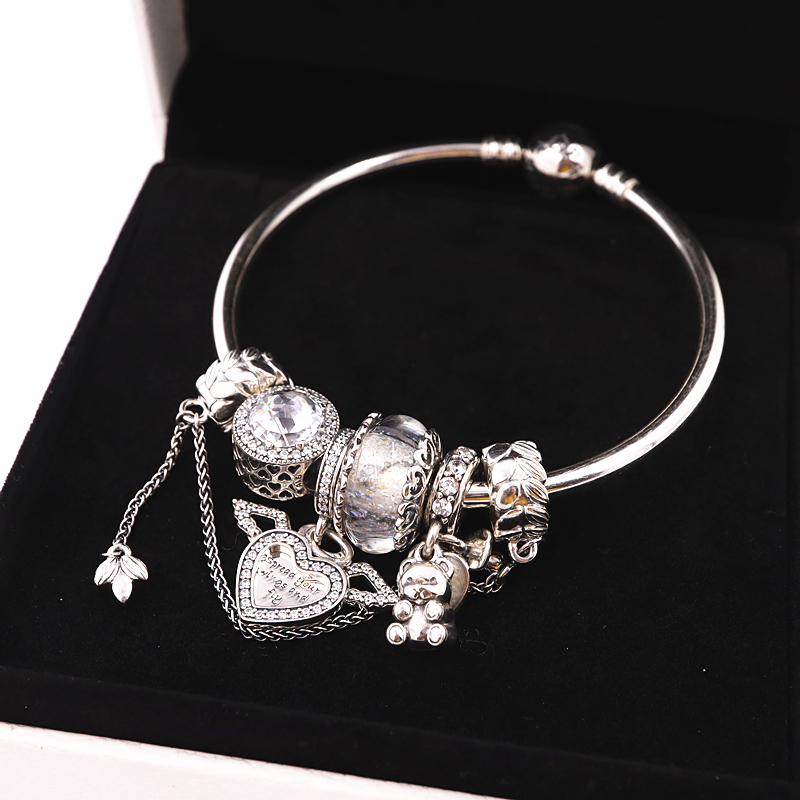 pandora潘多拉天使之翼麦穗奶嘴小熊手镯手链套装送女友圣诞礼物