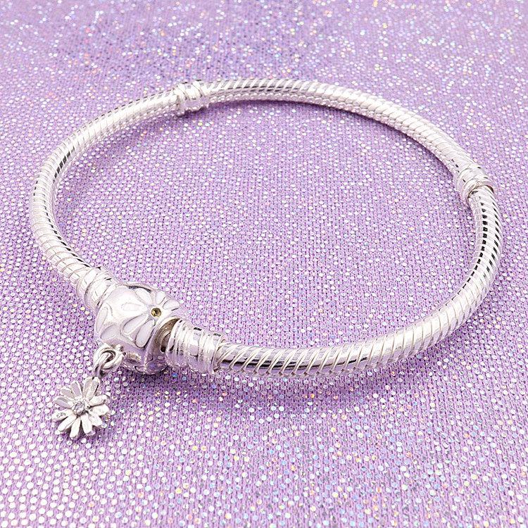 pandora潘多拉官网moments系列雏菊链扣蛇骨链手链925银598776c01