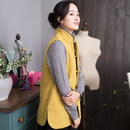 中式唐装女士马夹玉想棉麻2023