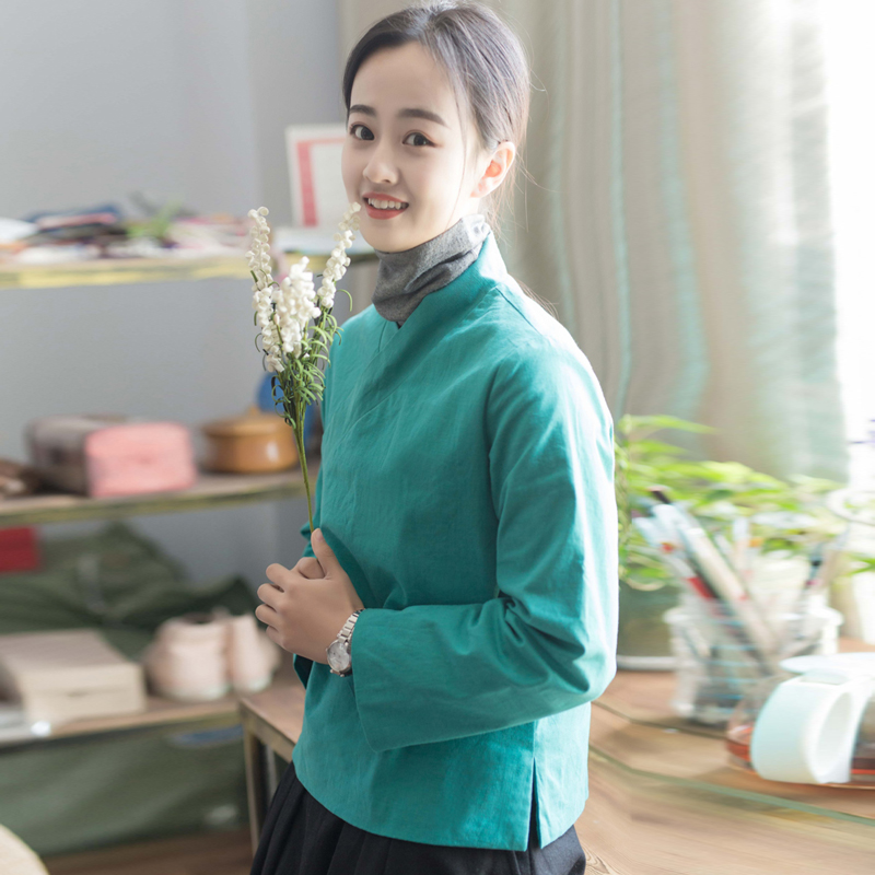 玉想 清如许 中式女装棉袄上衣汉服唐装国学茶艺服装复古文艺外套