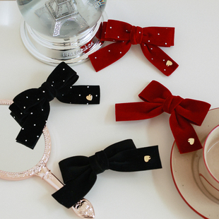 utouto大耳象女童蝴蝶结发夹2025冬季 宝儿百搭时髦丝绒配饰 新款