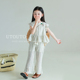 小衫 儿童洋气套装 线条喇叭裤 新款 夏季 大耳象女童无袖