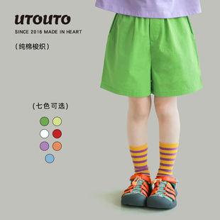 儿童纯棉百搭休闲薄裤 新款 子 夏季 大耳象女童纯色短裤