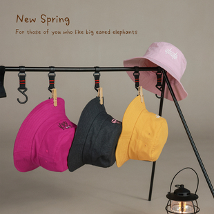 大耳象女童印花遮阳花盆帽2026春季新款宝儿纯棉休闲户外帽子