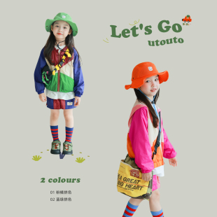 套装 大耳象女童拼色连帽外套拼色短裤 时尚 新款 秋季