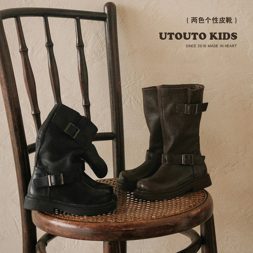 utouto休闲两色个性皮靴