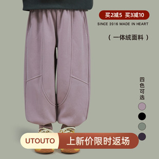 大耳象女童收口加绒运动裤冬季新款宝儿厚休闲百搭保暖锁温长裤子