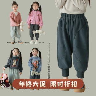 utouto大耳象女童收口运动裤2023冬季新款儿童纯色休闲长裤