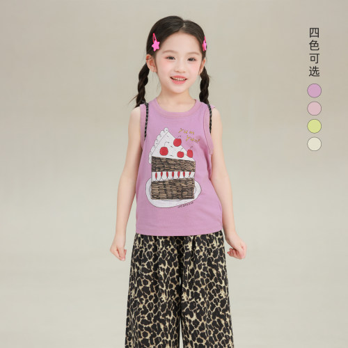 大耳象女童卡通印花背心2026夏季新款宝儿童休闲百搭宽松无袖上衣
