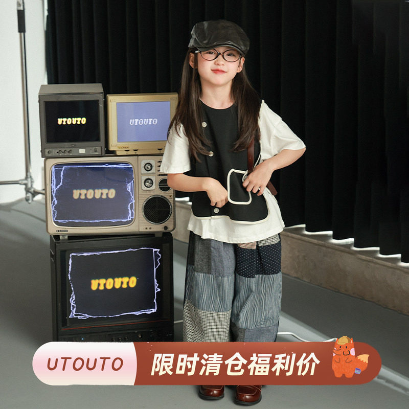 大耳象女童不规则扣子马甲秋季新款宝儿个性休闲无袖上衣