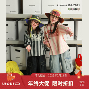 大耳象女童竖条纹T恤秋季新款宝儿纯棉宽松百搭上衣