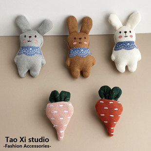 布艺兔兔萝卜胸针玩偶ins风装饰衣服袜子diy配件书包背包公仔配饰