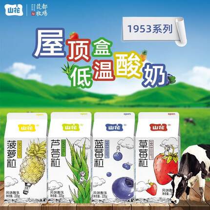 贵州贵阳山花牛奶1953系列低温酸奶风味酸乳220g*6盒