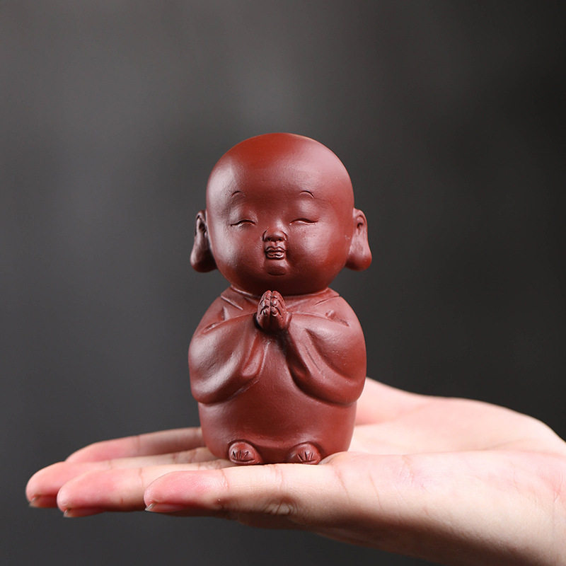 宜兴紫砂茶宠手工禅意茶玩可养和尚佛茶道茶桌茶具常喜小和尚摆件