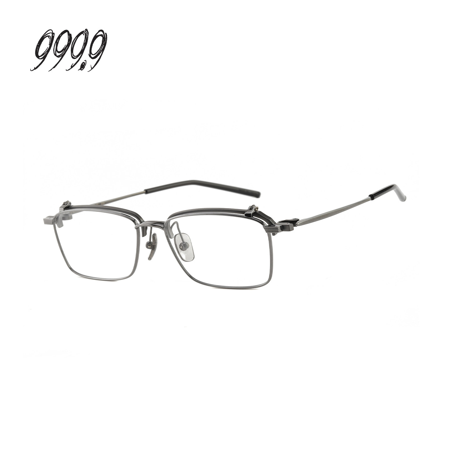 【门店自提】999.9眼镜框男日本手作钛金翻盖方框近视眼镜S-401T