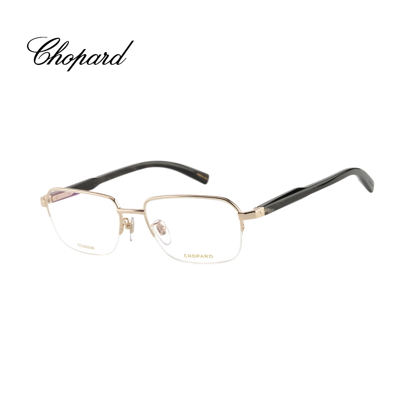 CHOPARD萧邦眼镜框男钛金半框方形近视光学眼镜架牛角镜腿VCHL41J