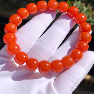 川料瓦西南红玛瑙牛血红火焰纹女手串108佛珠老型珠散珠保山手链