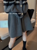 欧洲站2025秋冬松紧腰抽绳A字版 女 韩系棉短裤 裙裤 型颗粒针织裤