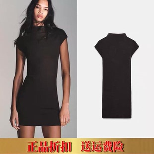 ZA家春季新品女装短袖半高领纯色针织甜辣修身连衣裙 0858028 717
